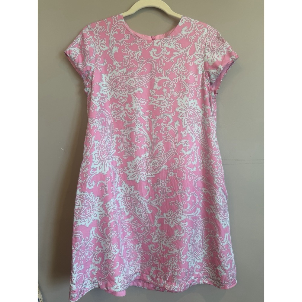 J‎ McLaughlin Pink Blue Silk Paisley Mini Dress Small Cap Sleeve